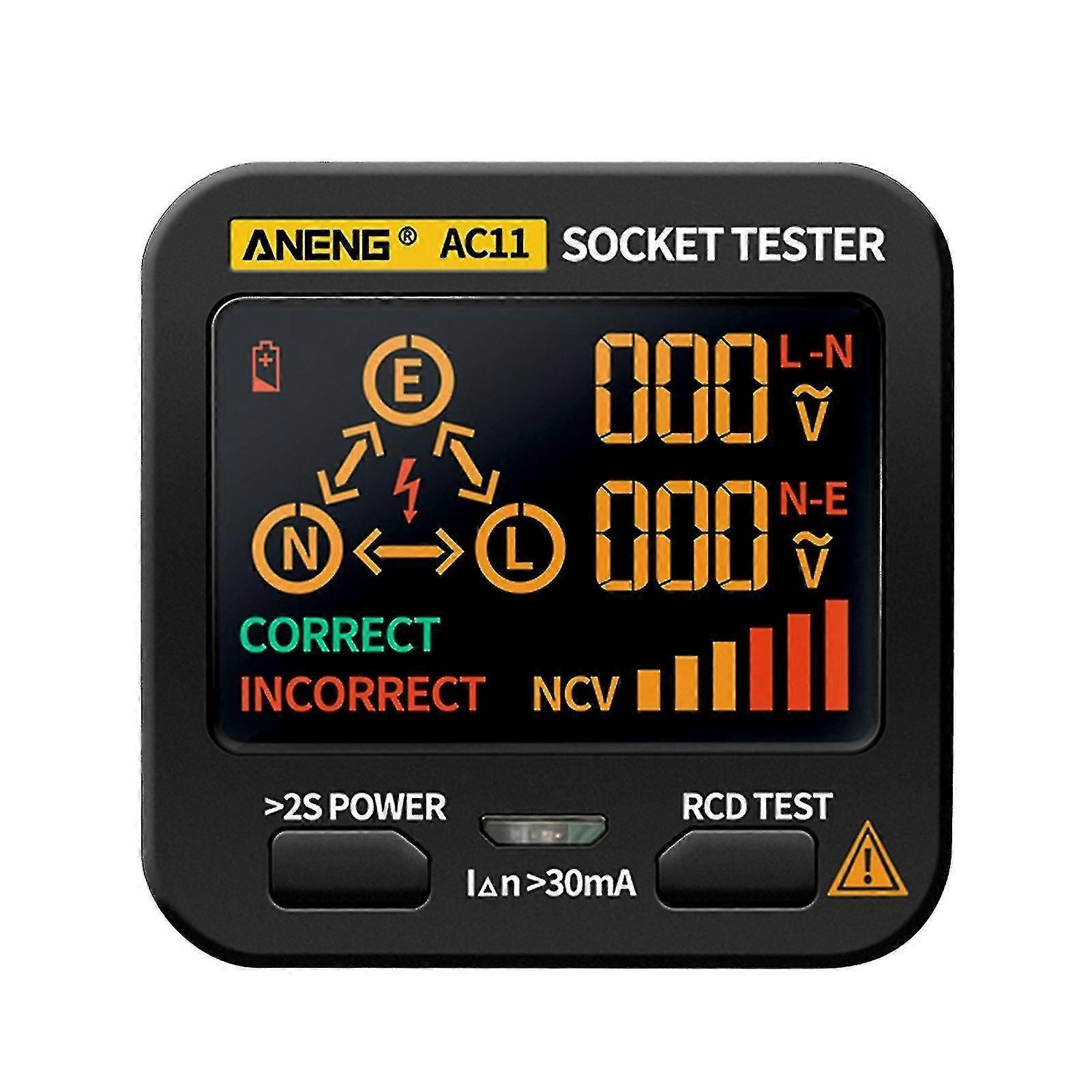Aneng AC11 Socket Tester LCD Display Electrical Electroscope RCD NCV E