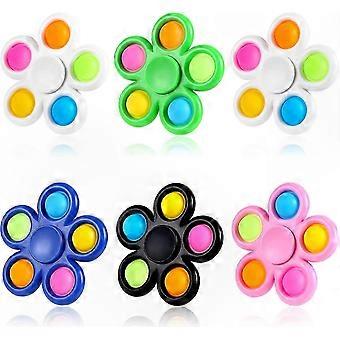 Set van 6 sensorische spinners, duwbubbel-fidgetspeelgoed, ontspanningshulpmiddelen voor kinderen en volwassenen, perfect als feestartikel.