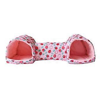 Hamster Tunnel with SlipResistant Base, HeatRetaining Cotton Lining, Machine Washable Hideout for Chinchilla Bunny Ferret Pink