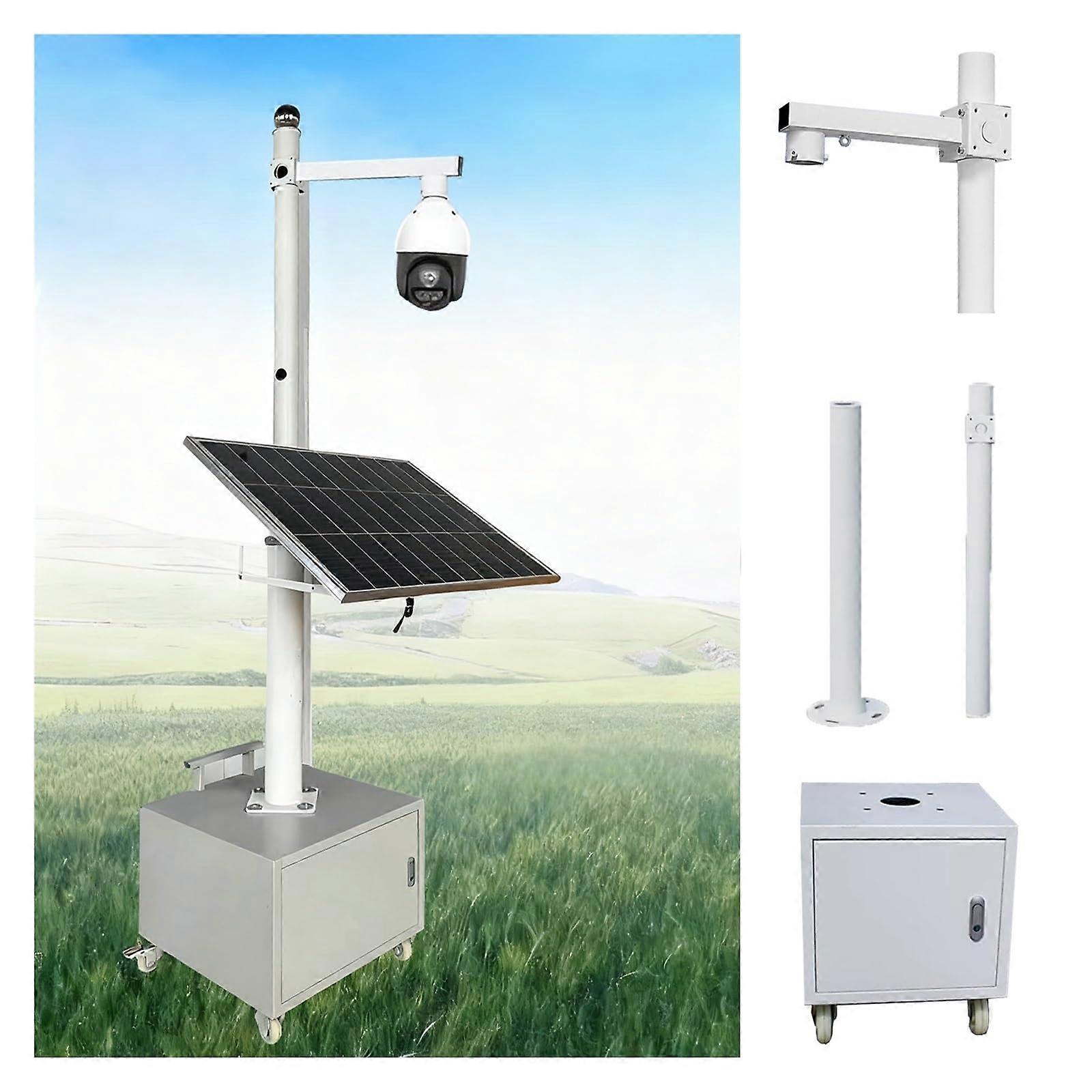 Security Camera Mounting Pole with Wheels, Adjustable Height, Lockable Box, Weather Resistant