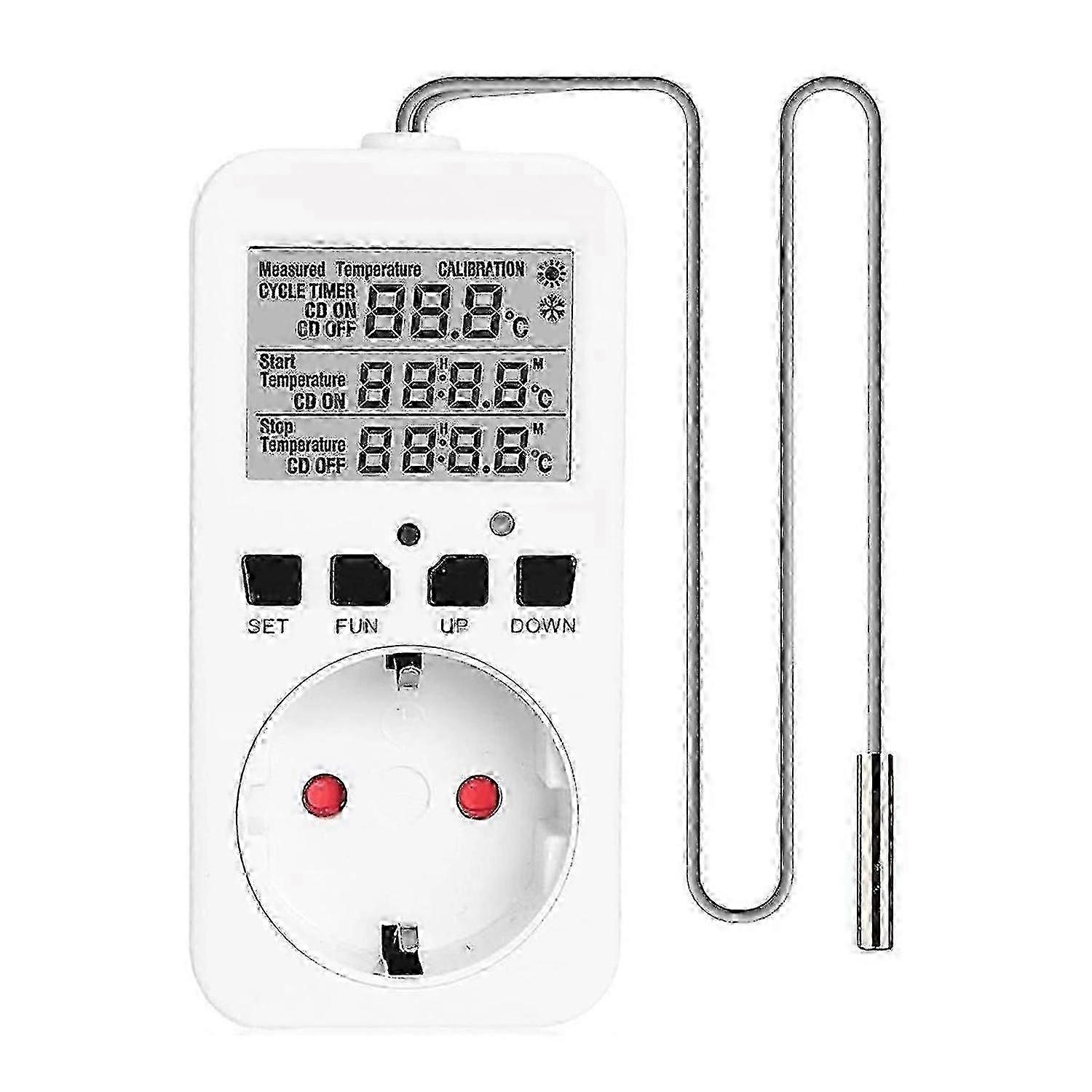 Digital Temperature Control Socket 16A EU Plug with Heating and Cooling Dual Modes for Precise Temperature Control