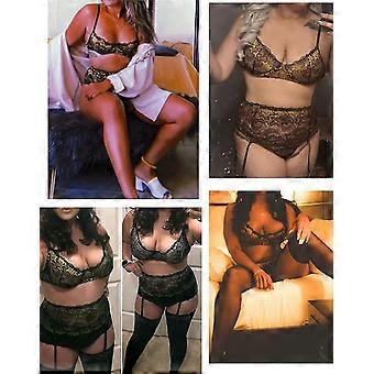 Frauen Sexy Dessous Set mit Strumpfband BH und Höschen Spitze Bügel Dessous Sets S-3XL