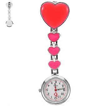 1 STÜCK Kreative Vier Herz Design Krankenschwester Hängende Uhr Mode Leuchtende Hand Hängende Uhr Arzt Taschenuhr für Dekoration Krankenhaus Klinik (Rosy)