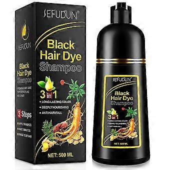 Black/Brown Hair Dye Shampoo for Gray Hair Coverage,Natural Herbal Black/Brown Hair Color Shampoo 3 in 1 for Women Men 500ml