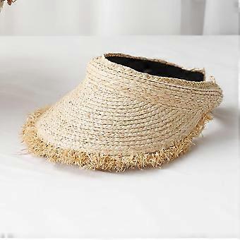 2024 hot sale Summer lady Empty Top Sun Visor Hat Summer straw Wide Brim Sun Caps UV Protection Hat For RAFFIA Women Beach hat