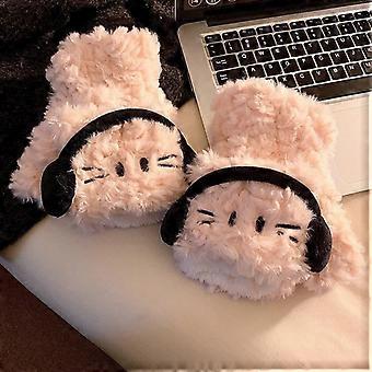Cute Headphones Cat Thickened Plush Gloves Winter Warm Gloves Student Cycling Gloves