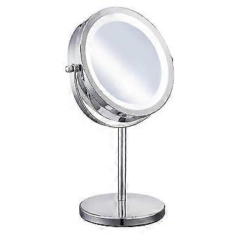 Formato portatile 5x ingrandimento Trucco facciale Cosmetico Specchio rotondo Forma led Luce Donna Desktop Makeup Mirror 2018 Caldo Nuovo