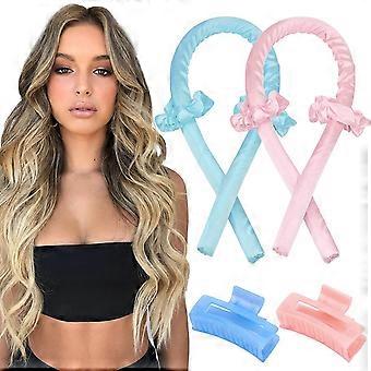 2 stykker varmefri hårruller ingen varme krøller silkebånd krøllestænger pandebånd sove i natten blødt skum hår krøllejern DIY hår styling værktøjer til lo