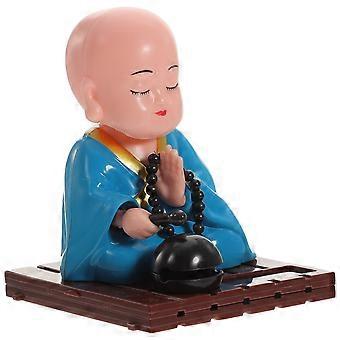 3Pcs Solar Powered Monk Figurine for Desktop Decoration Sky-Blue ABS
