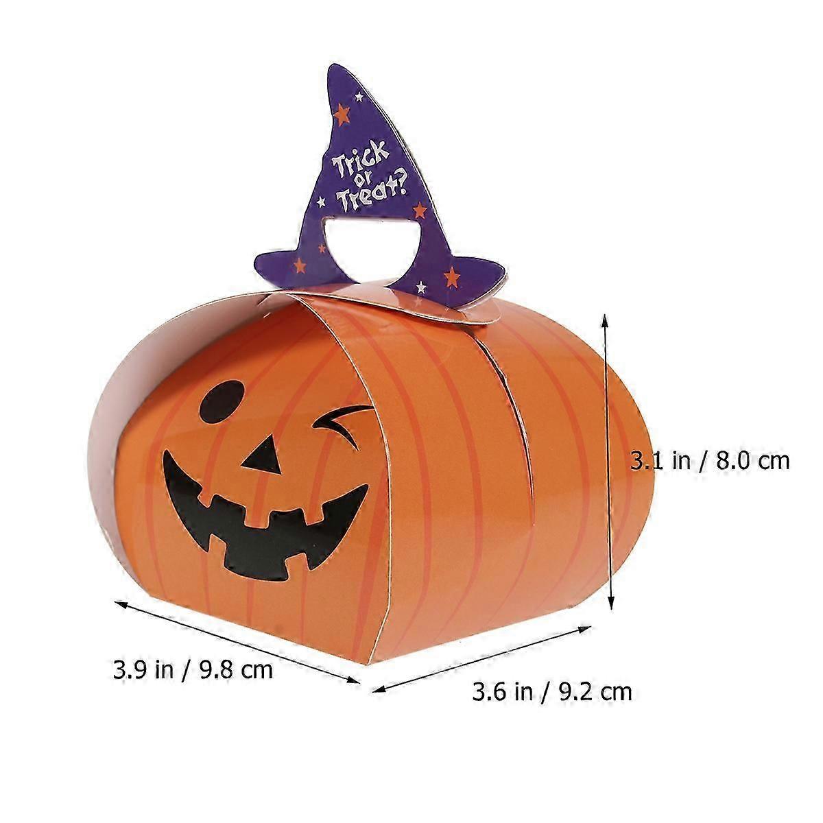 Orange Halloween Candy Box Pumpkin Pattern Paper Container for Candy Storage 10Pcs