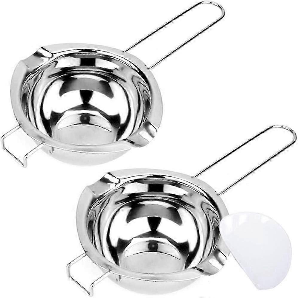 Lot de 2 bouilloires universelles à double bain-marie en acier inoxydable de 400 ml, avec poignée résistante à la chaleur [MI]