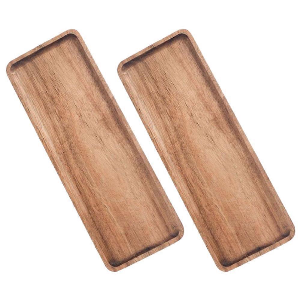 2pcs Wood Serving Tray Rectangular Wooden Serving Plate Appetizer Storage Plate