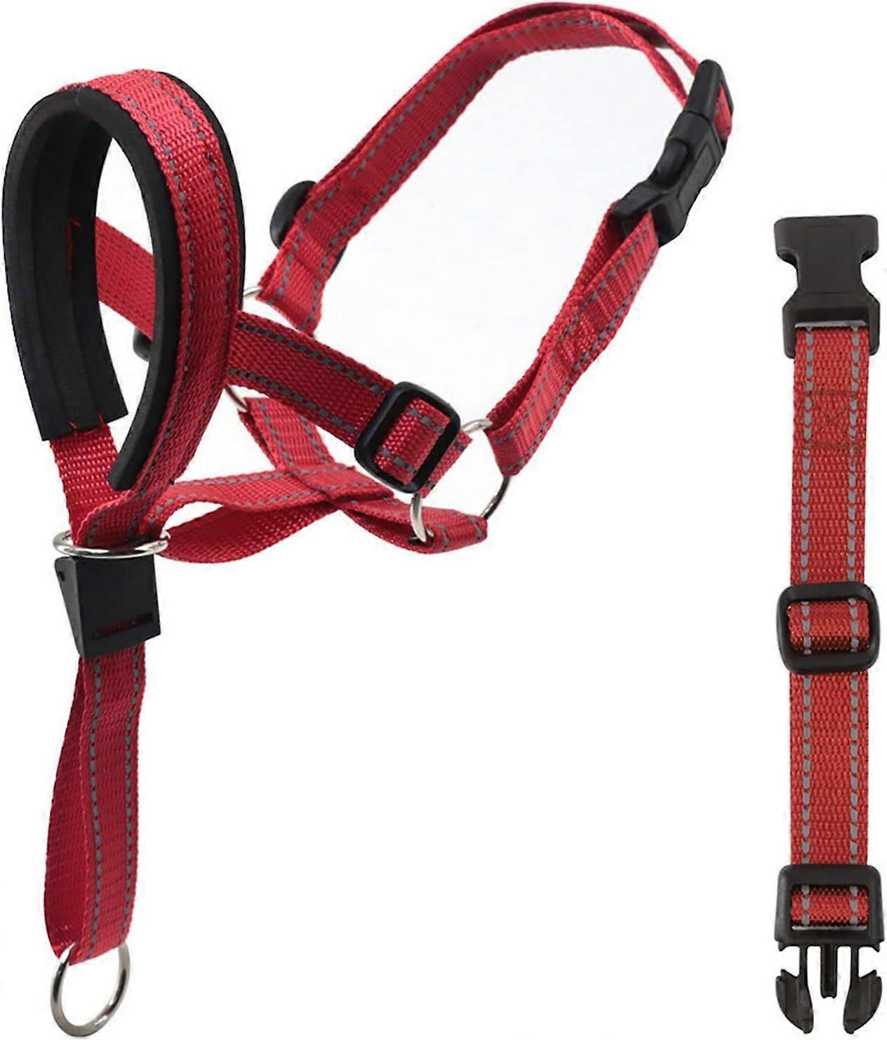 Nylon Dog Muzzle Guard Secure Training for Aggressive Dogs Adjustable Strap Stop Biting   Red-S