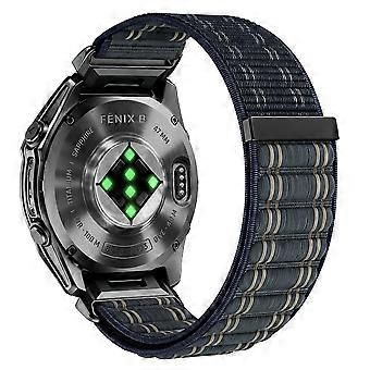 QuickFit 26mm Nylon Woven Loop Strap Compatible For Garmin quatix 8 51mm / Fenix 8 51mm / Fenix 7X Wave Texture Magic Tape Watch B