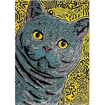 Quebra-cabeça de arte urbana com gato British Shorthair em estilo Pop Art - Quebra-cabeças coloridos com arte urbana SQZ450