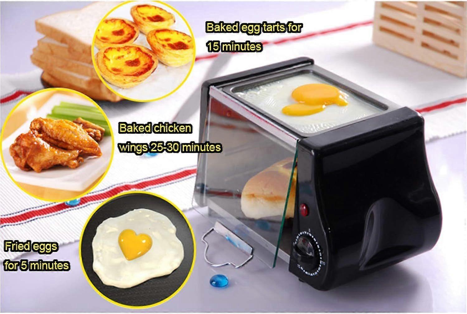 Mini Electric Oven, Grillable Toaster Timer Maker, Multi-function Home Two-in-one Breakfast Machine,Yellow