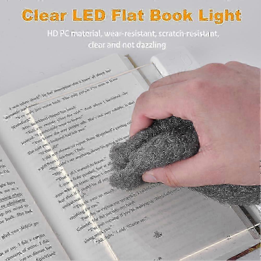 Rechargeable LED Flat Reading Book Light, Full-page Plate Lamp with 3 Adjustable Color Modes and Timer Function