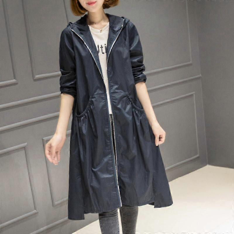 Women's Casual Jacket Outdoor Windproof Jacket Single Layer Hooded Long Jacket Large Size Jacket
