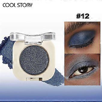 Cool Color Single Eyeshadow Palette with 12 Matte & Glitter Shades, Cowboy Style Makeup, 1.7g Stackable Pans