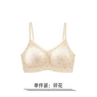New small-breasted girls' underwear has no traces and gathers, light and thin, not empty cup, sweet polka dot floral no steel ring bra.