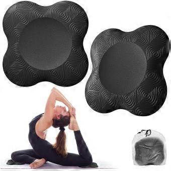 Black Yoga Knee Cushions 2-Pack, Non-Slip Comfortable Support for Knees, Hands & Wrists, Lightweight Women's Mat