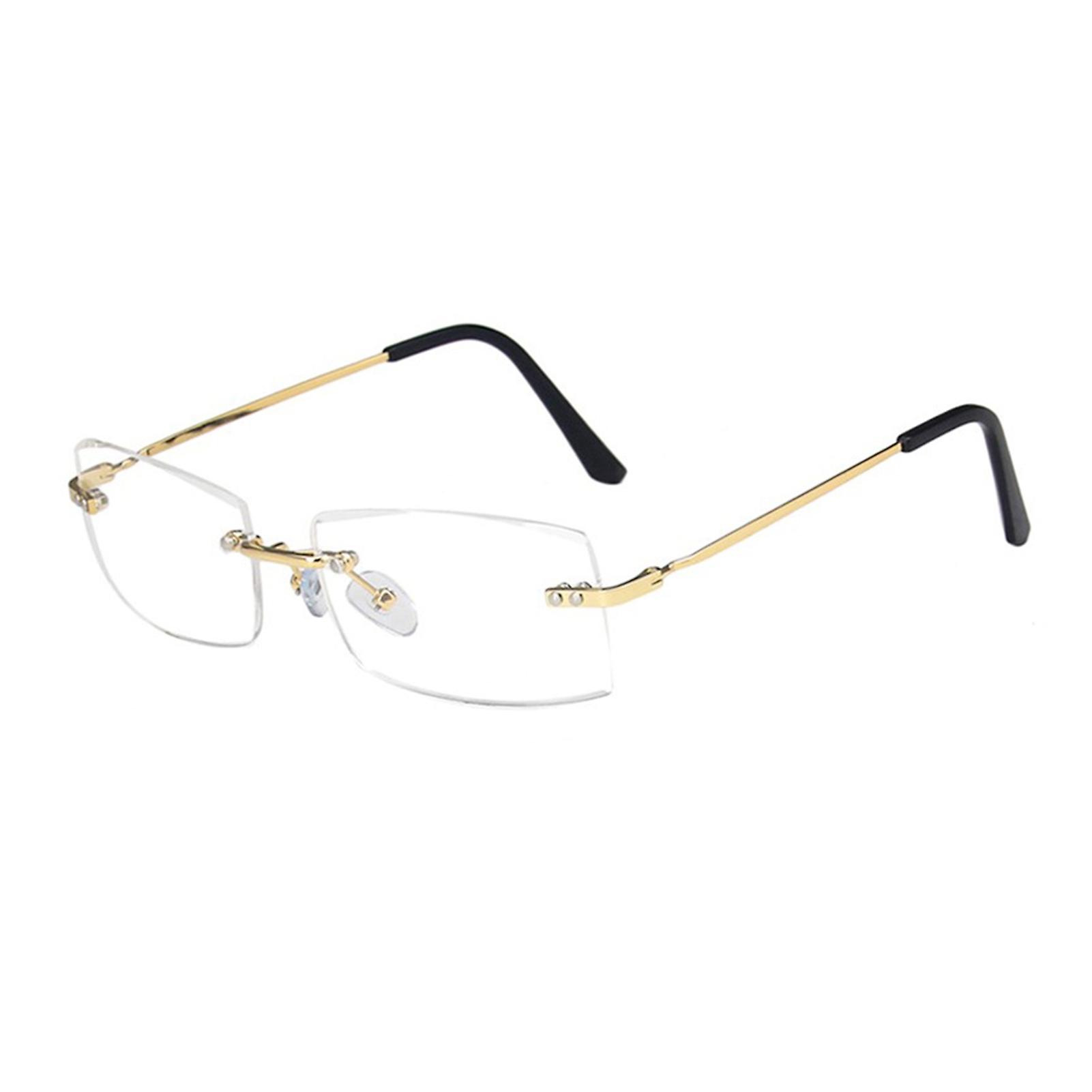Rectangular Frame Sunglass Gradient/solid Lens Rimless Korean Decorative Glasses