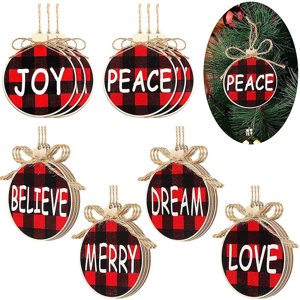 Christmas Wooden Pendant Red Plaid