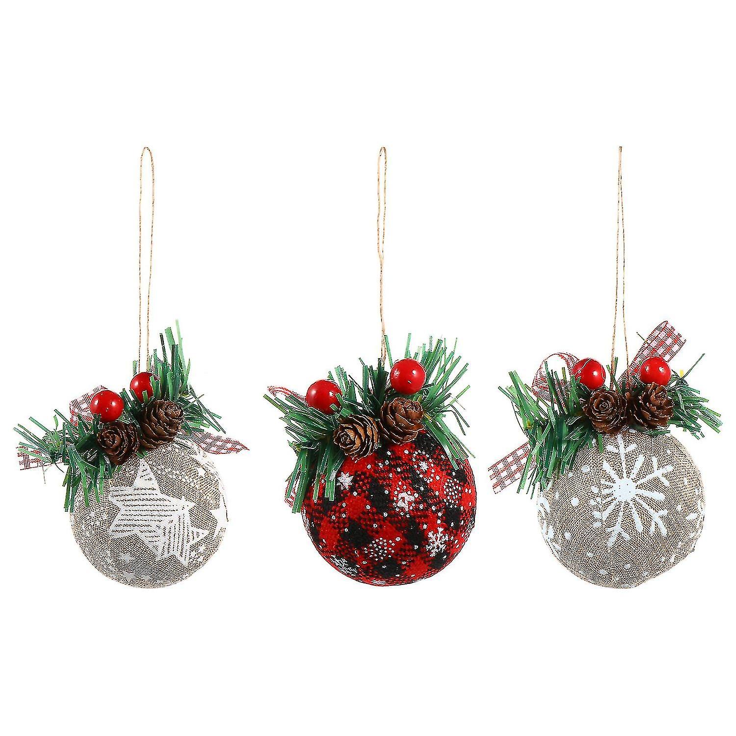 3pcs Christmas Hanging Balls Xmas Tree Hanging Decor Ball Shape Pendant Ornament