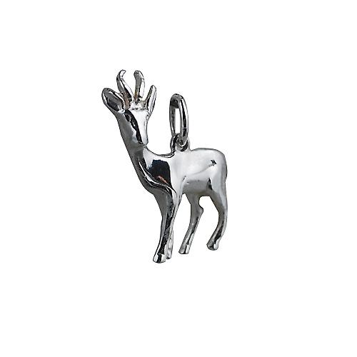 Silver 22x17mm Antelope Pendant or Charm