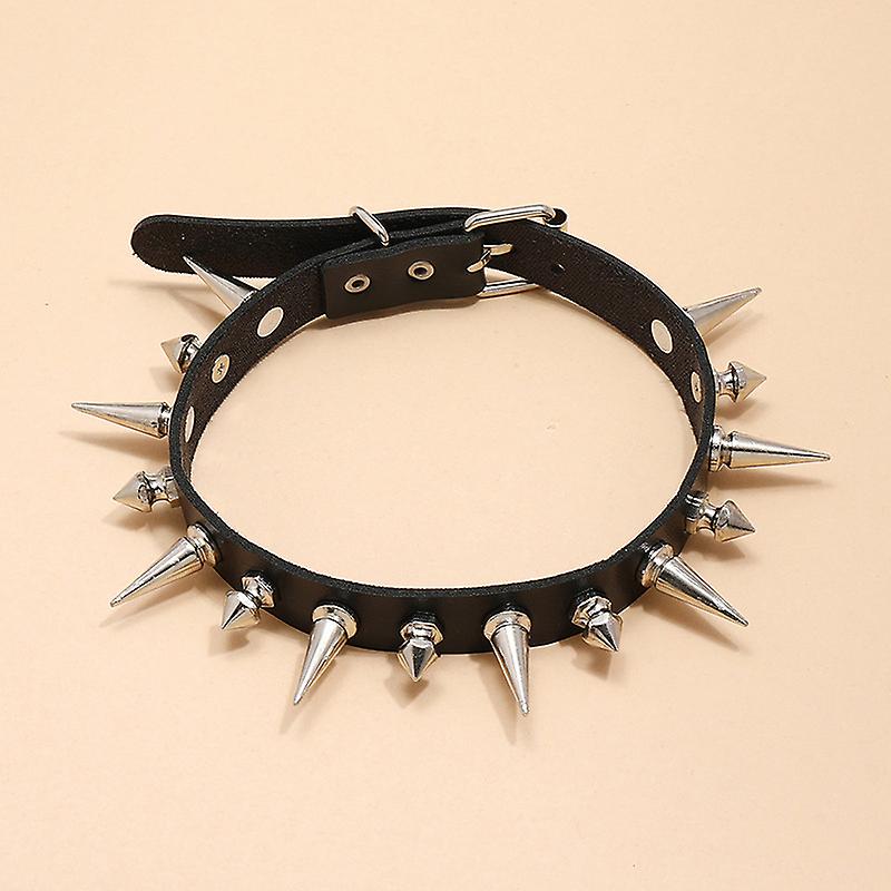 Women O Ring Neck Collar Chain Gothic Punk Studded Pu Leather Choker