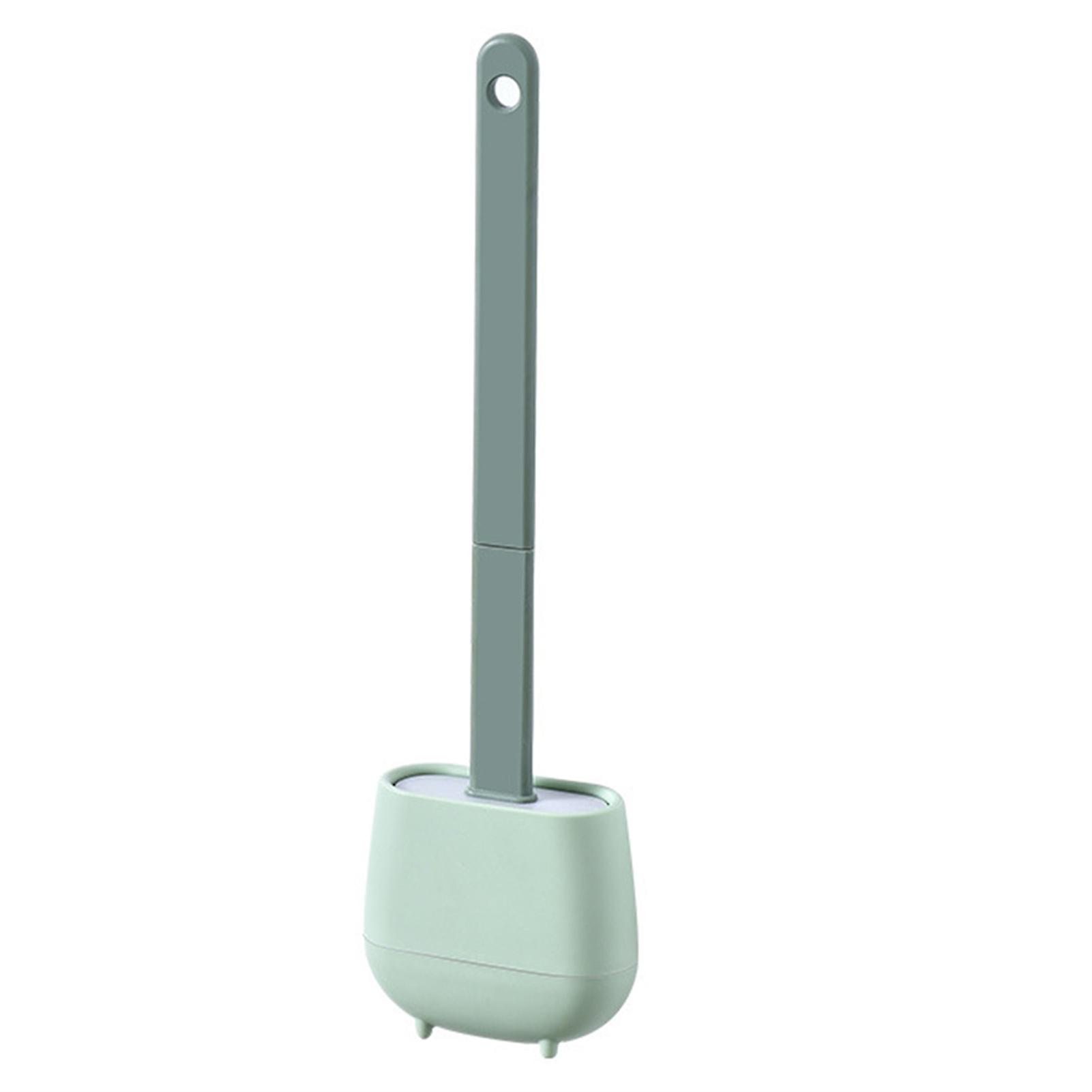 Toilet Brush with Floor/Wall Mounted Holder Base Flat Head Flexible Bristles
