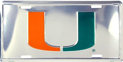 Miami Hurricanes NCAA Silver Mirror License Plate