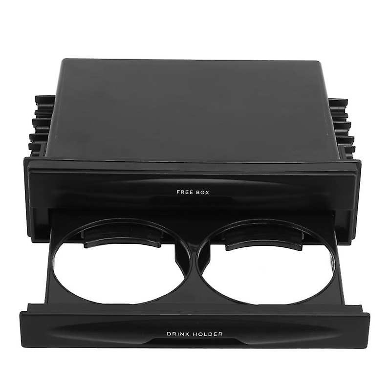 2 In 1 Car Radio Storage Box Multi Purpose Abs Universal 1din 2 Layer Black Cup Holder For Collecting