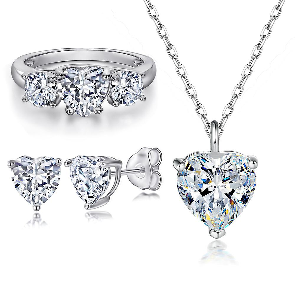 925 Sterlingsilber Triple Herz Schmuck 3er Set