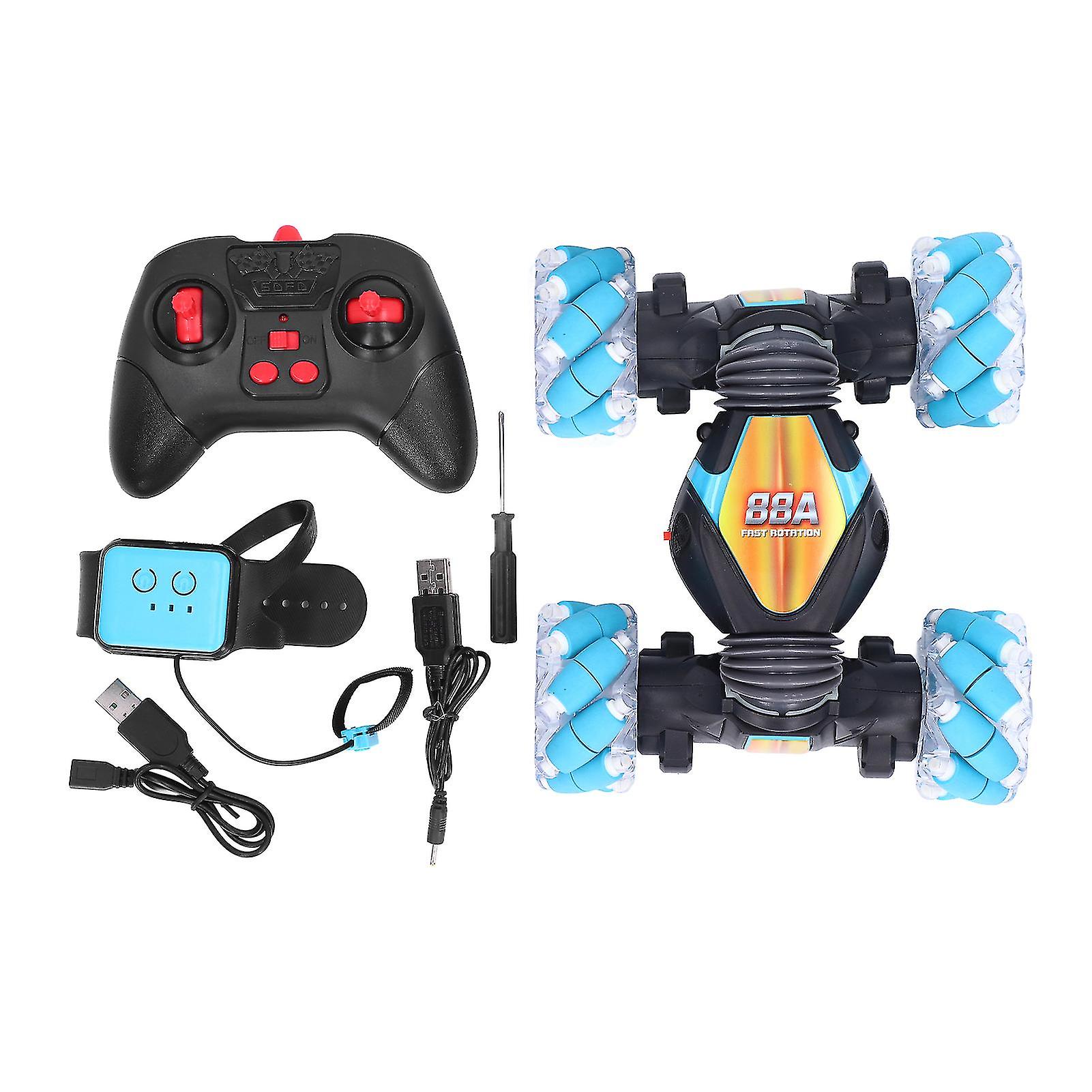 2.4G RC car gesture control 45° tilt climbing gradual light dual remote control vehicle toy blue