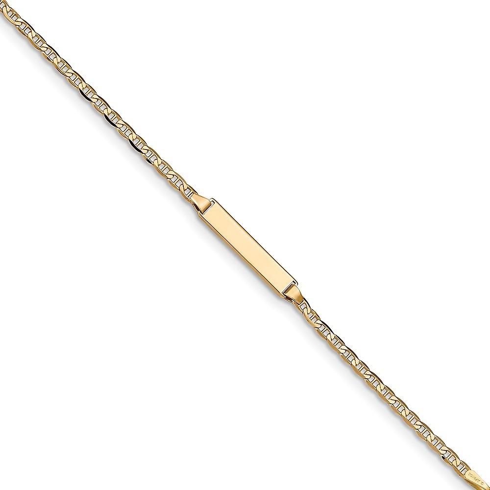 3.5mm 14k Solid Yellow Gold Flat Nautical Ship Mariner Anchor Link ID Bracelet Identification-Bracelet - Length: 5.5 to