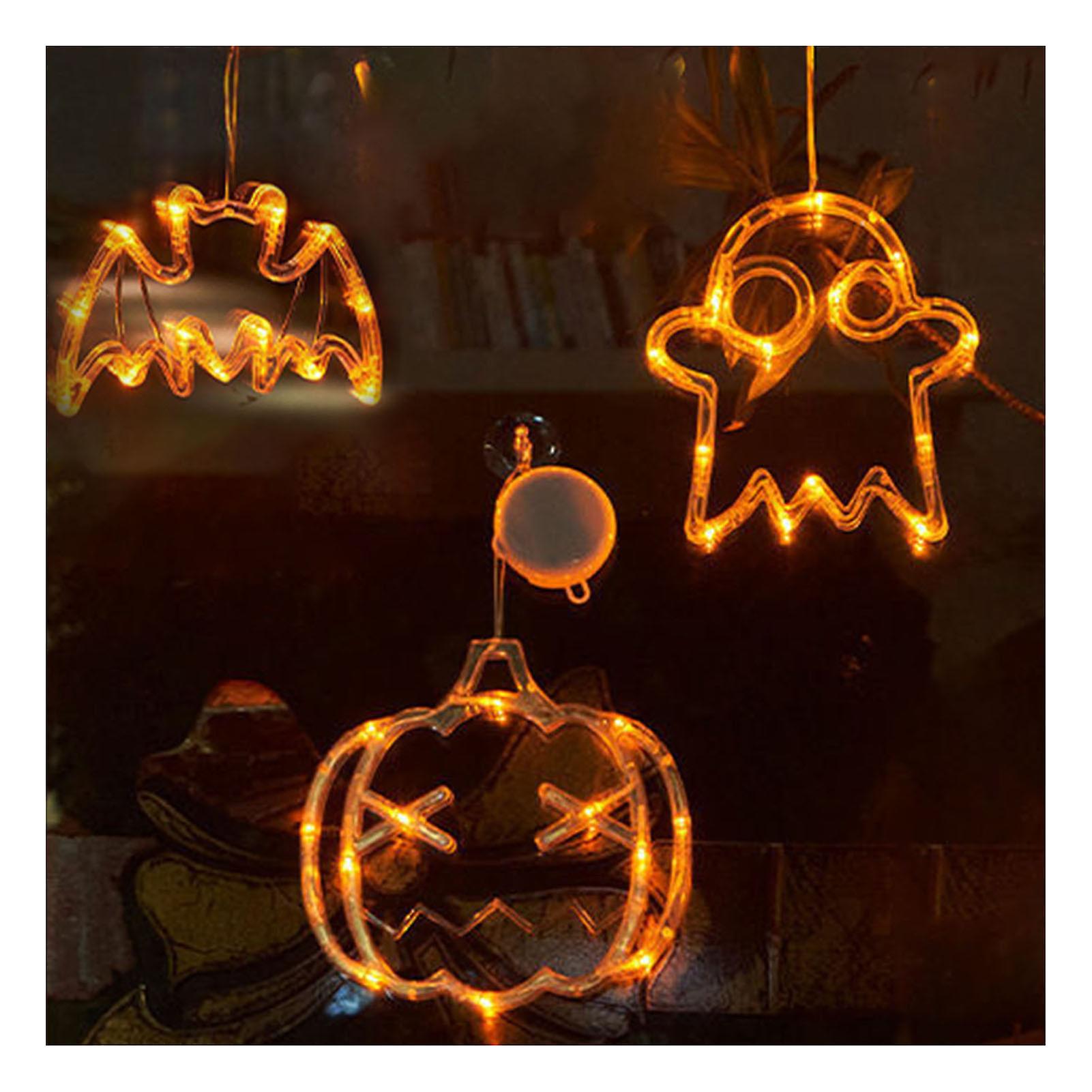 Hanging Halloween Window Lights With Unique Pumpkin Ghost Bat Design Versatile For Various Indoor Settings