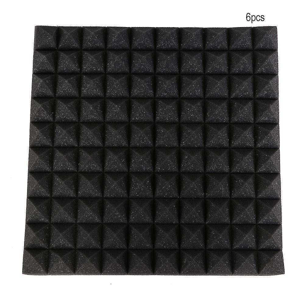 50*50*5cm 6Pcs Pyramid Shape Sound Absorbing Soundproofing Cotton Foam (Black)