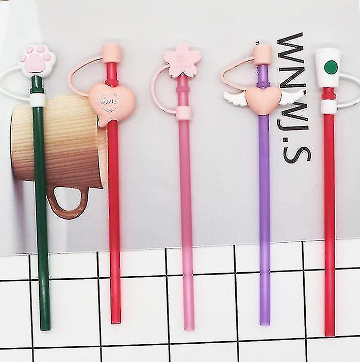 Drinking Straws Stirrers Rubber Straw Sleeve Cute Dustproof Straw Plug Cat Paw