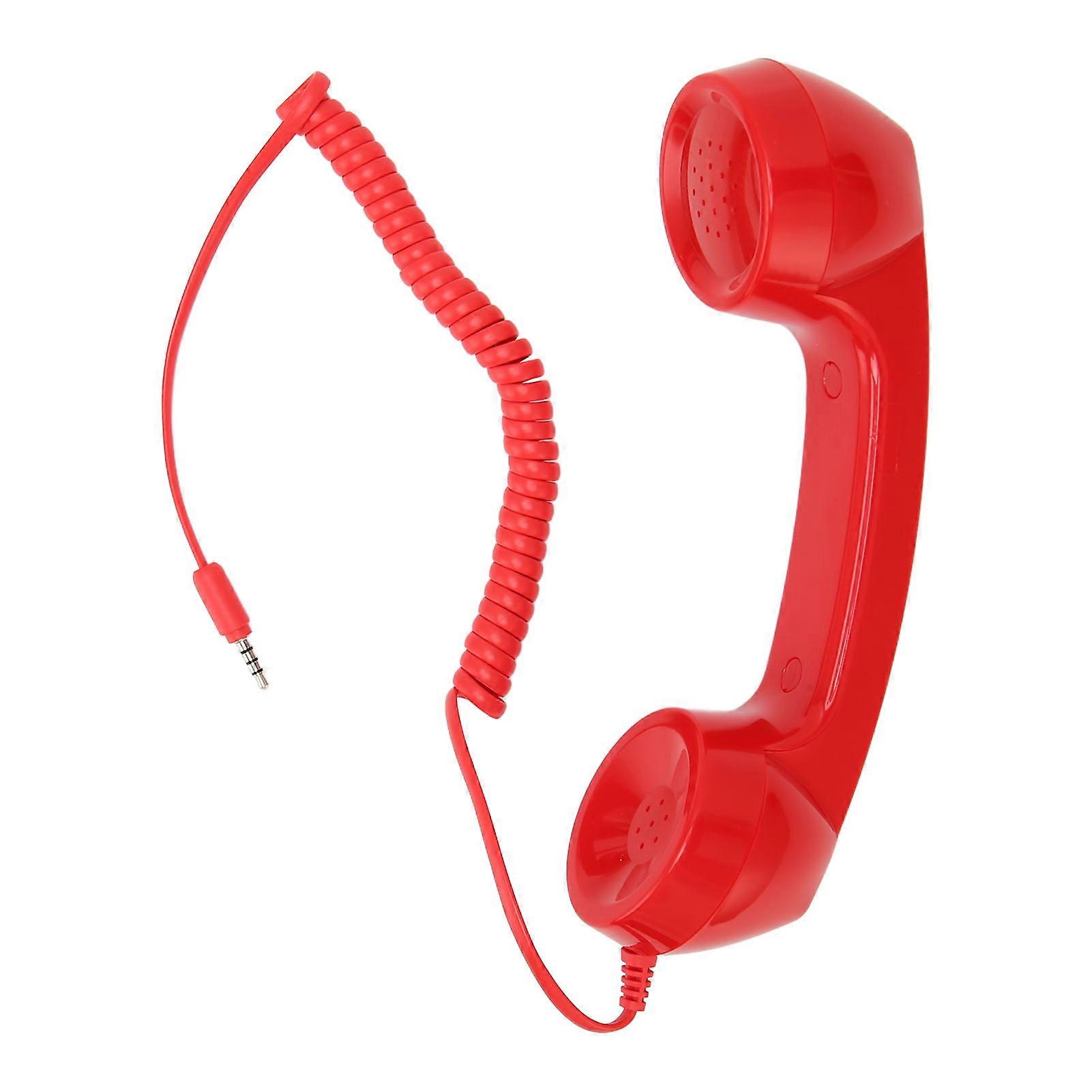 Retro Phone Handset Radiation Proof Multifunction Cell Phone Receiver for Mobile Phones Computers Red Handheld Corded
