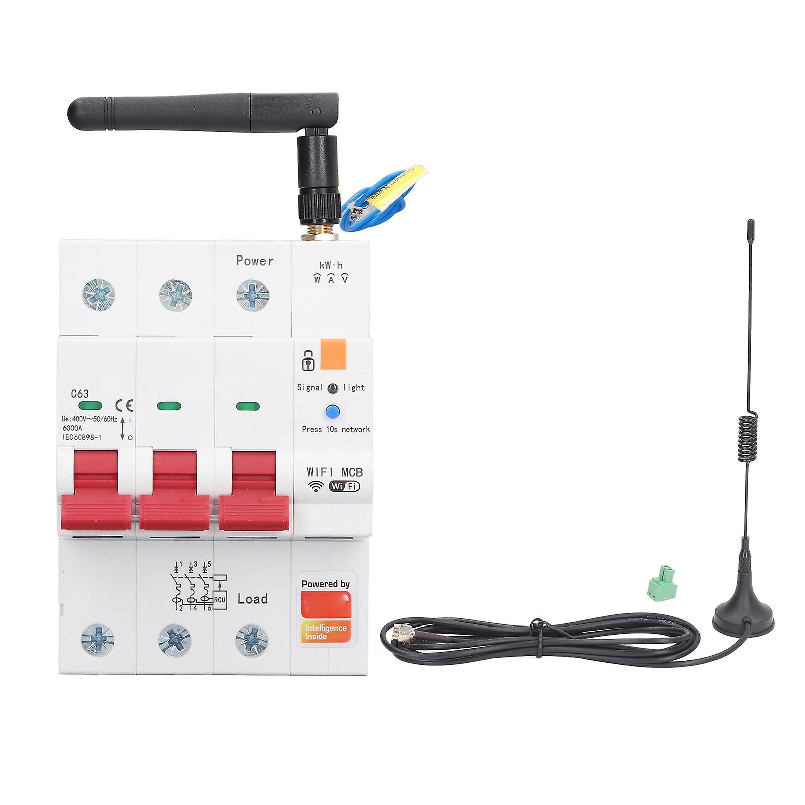Fictory WiFi Circuit Breaker Fictory WiFi Metering Circuit Breaker 3P 63A Remote Control Timed Switching Smart Leakage Switch AC400V, Smart