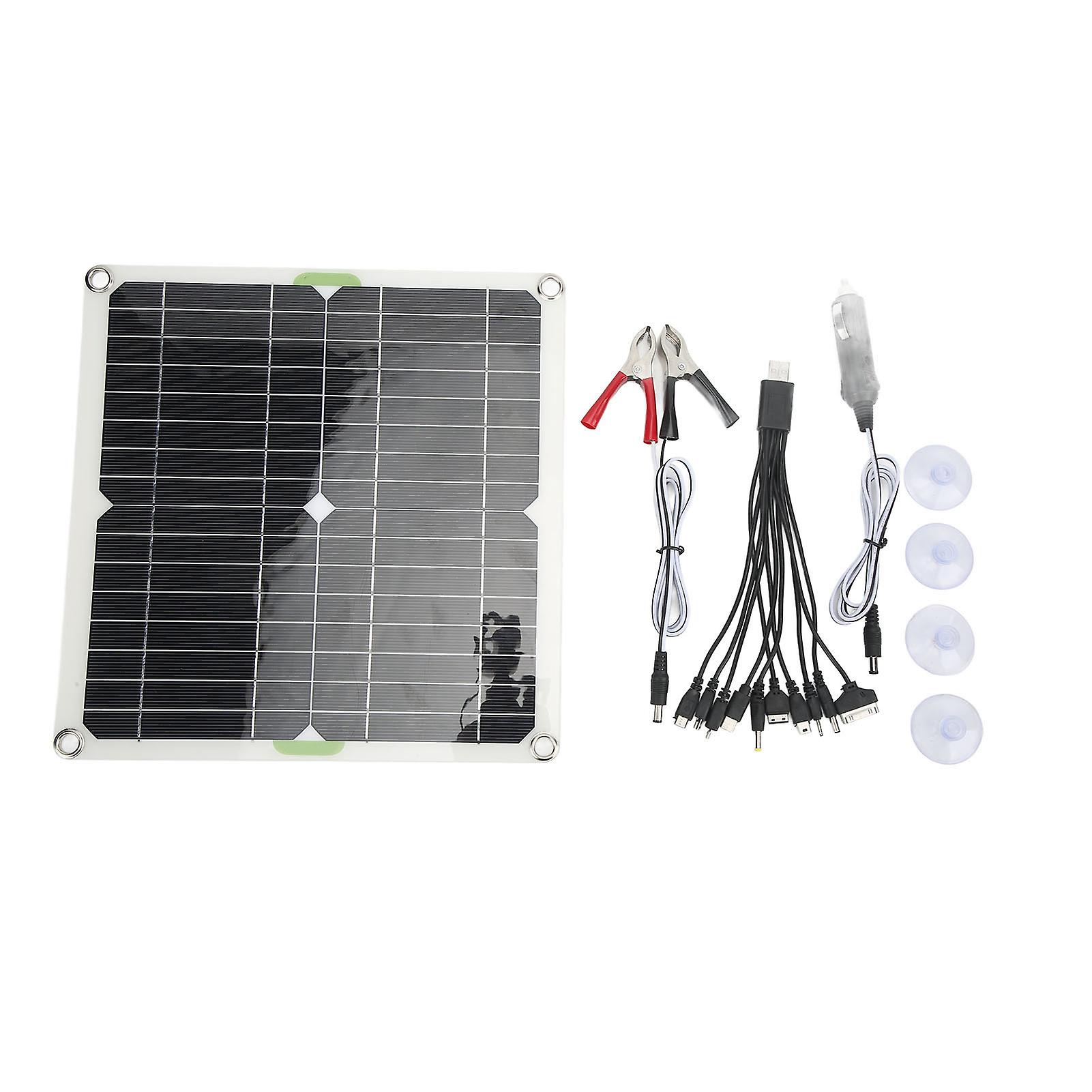 200W Monocrystalline Solar Panel with Battery Clip, Cigarette Lighter Cable, 10 in 1 USB Harness, Waterproof, for RV, Car, Boat