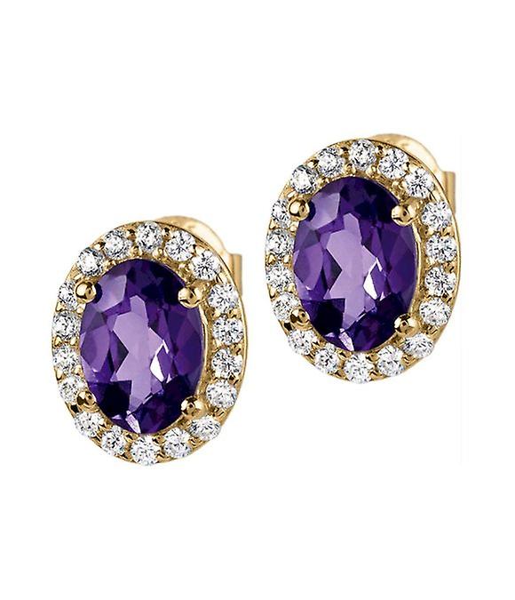 Jacques Lemans - Studs sterling silver plated with amethyst - SE-O116G