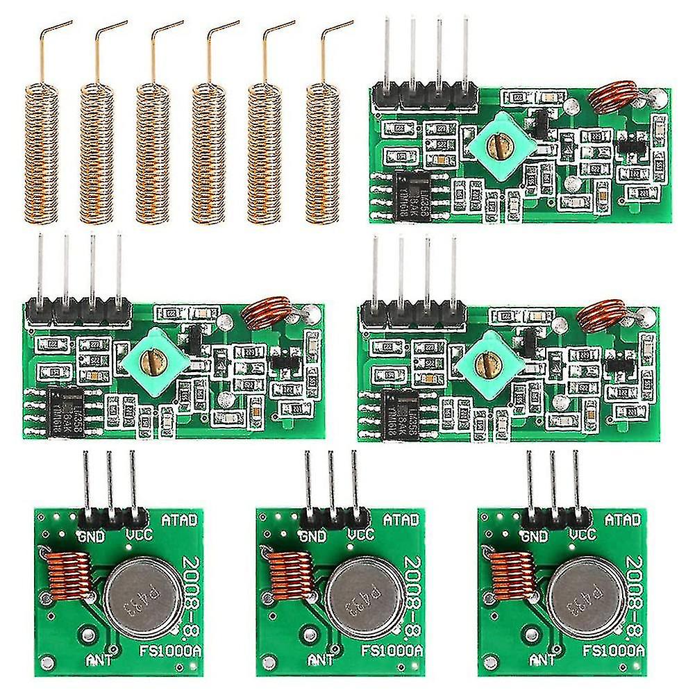 3 433 MHz Funksender- und Empfängermodul + 433 Mhz Antenne Helix-Spiralfeder-Fernbedienung Con-YUHAO