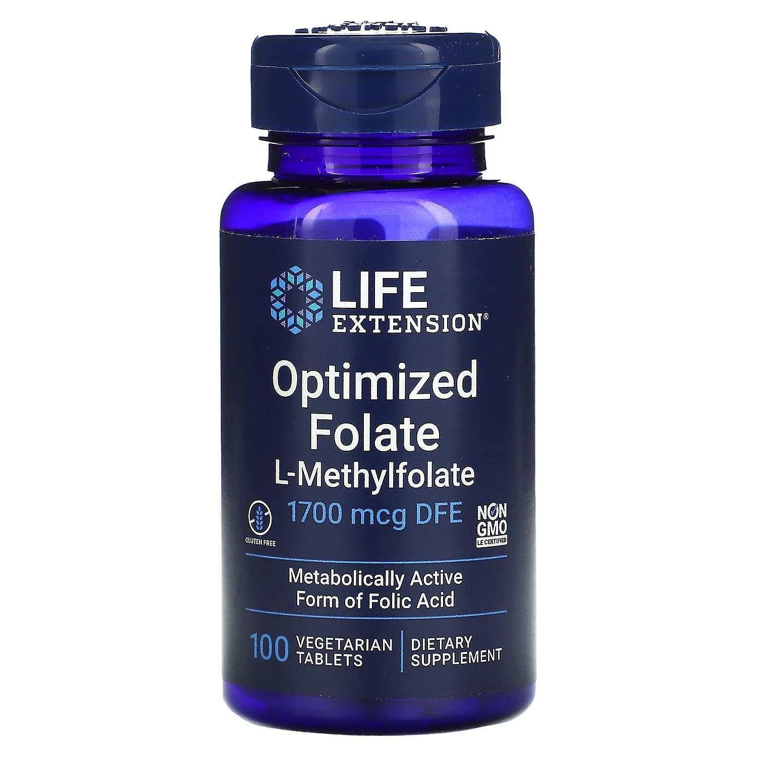 Life Extension, Optimized Folate, 1,700 mcg DFE, 100 Vegetarian Tablets