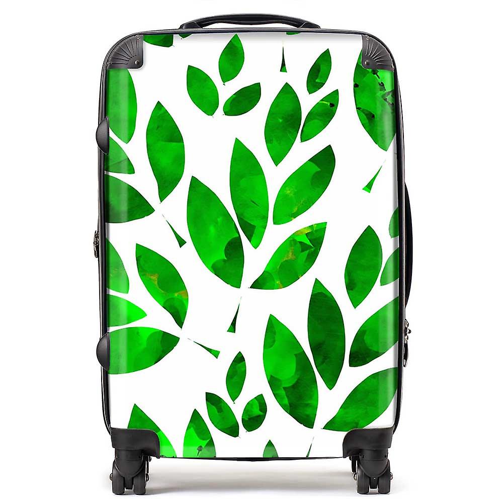 Watercolor Abstract Leaves Suitcase