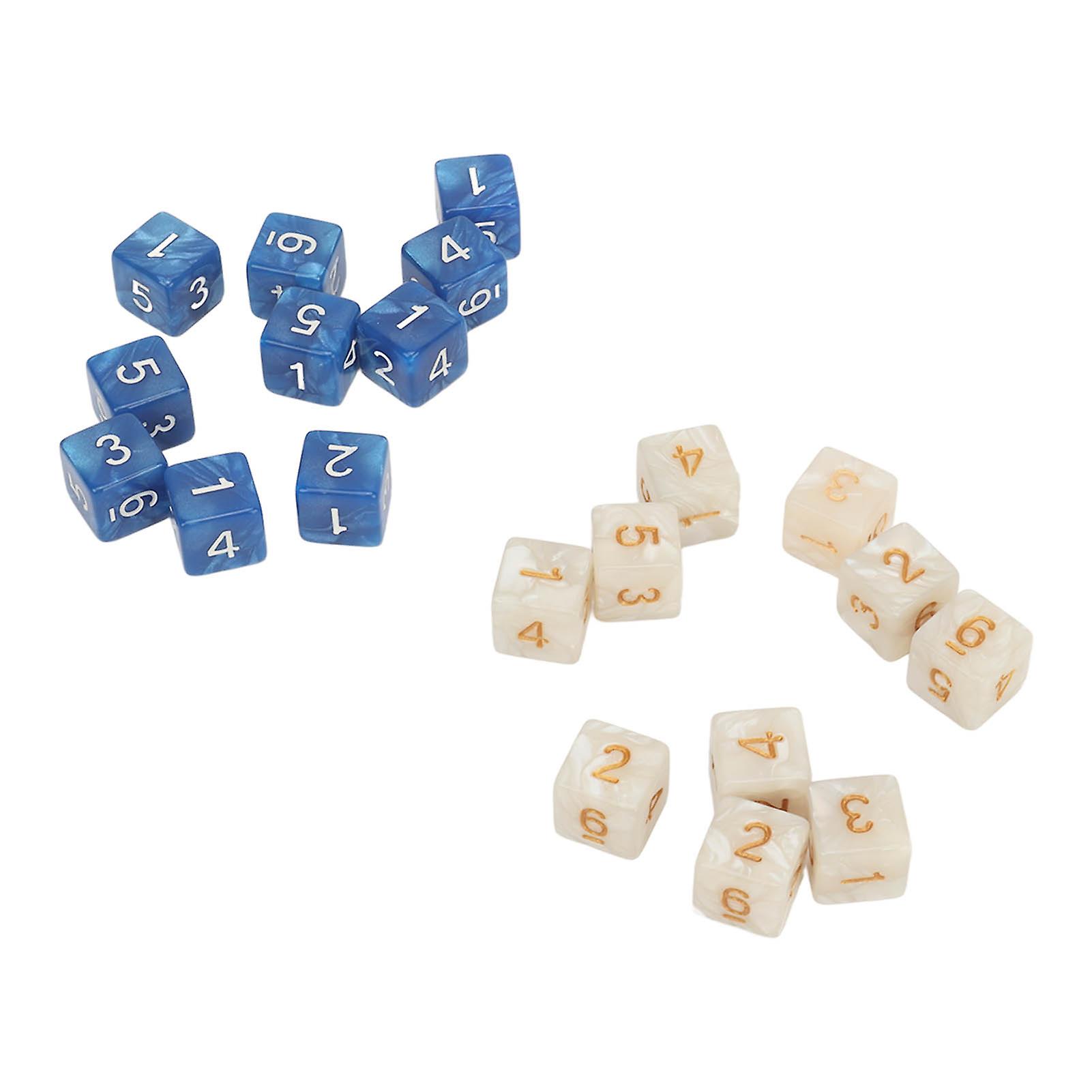 20 PCS Acrylic Square Corner Dice Set Colorfast Lightweight 6 Sided Number Dice Set for Math Games White and Blue 