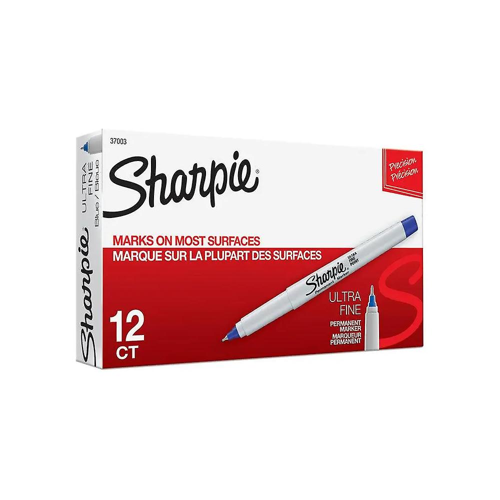 Sharpie Ultra Fine Point Permanent Marker Blue Box Of 12 Pens & Writing Instruments