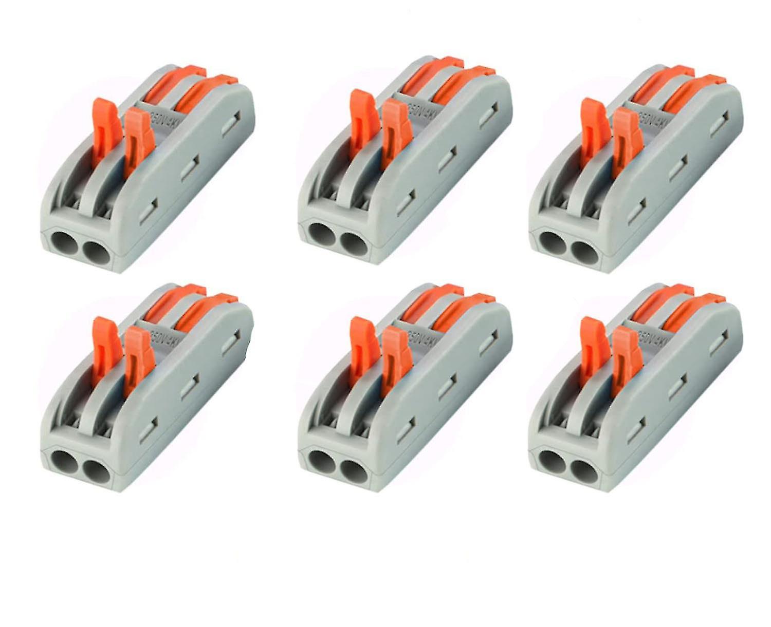 6PCS Conductor Compact Connectors Lever Wire Nut Wire Connectors for 2 Circuit Inline Splices