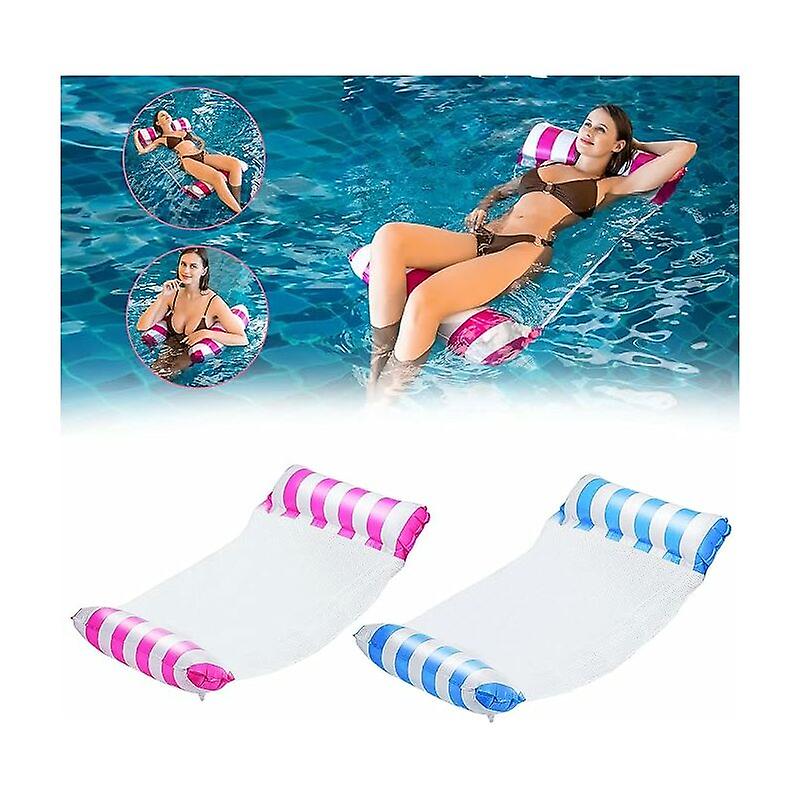 2 Pcs Floating Recliner Hammock Float, 4 in 1 Inflatable Pool Floats, Foldable Inflatable Floating Hammock, Inflatable Floating Bed for Adults and Kid